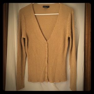 New York & Company Metallic Gold Cardigan Large
